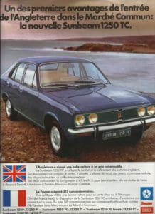 publicité de la Simla Sunbeam 1250 1973